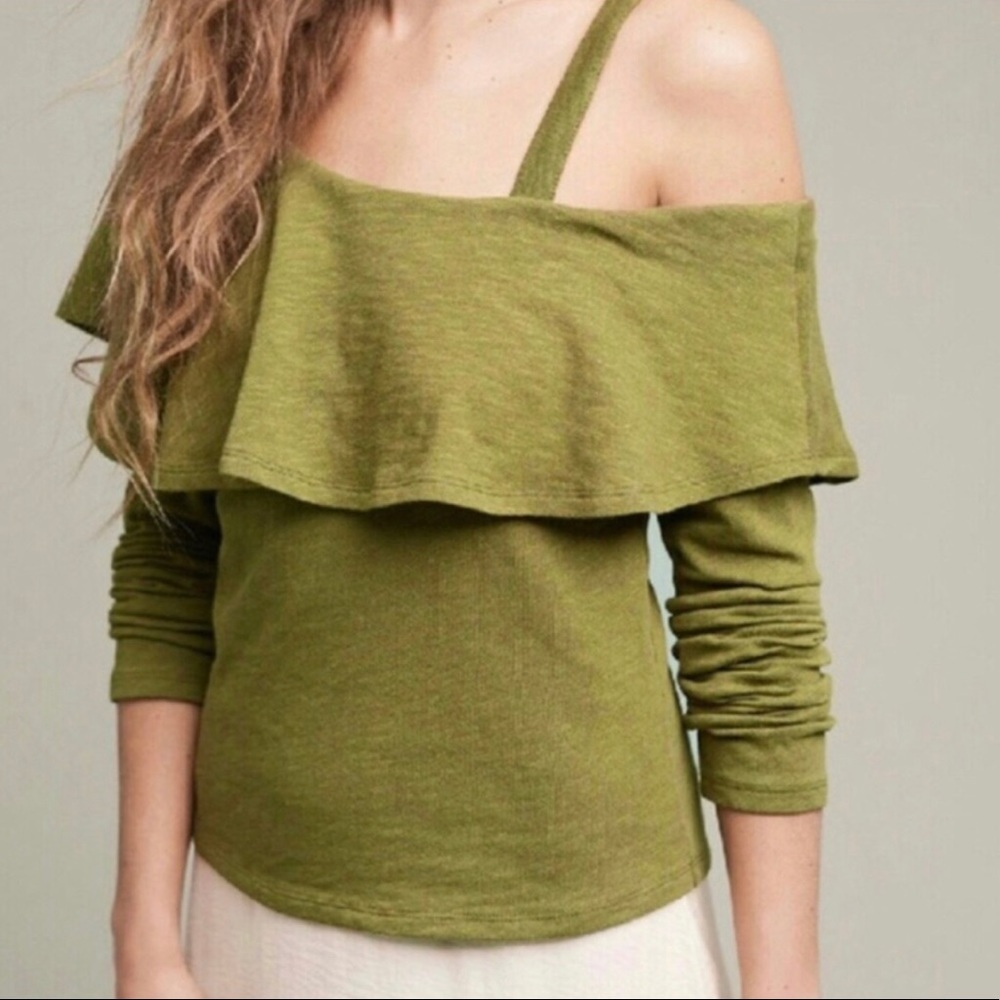 Anthropologie off the shoulder long sleeve top